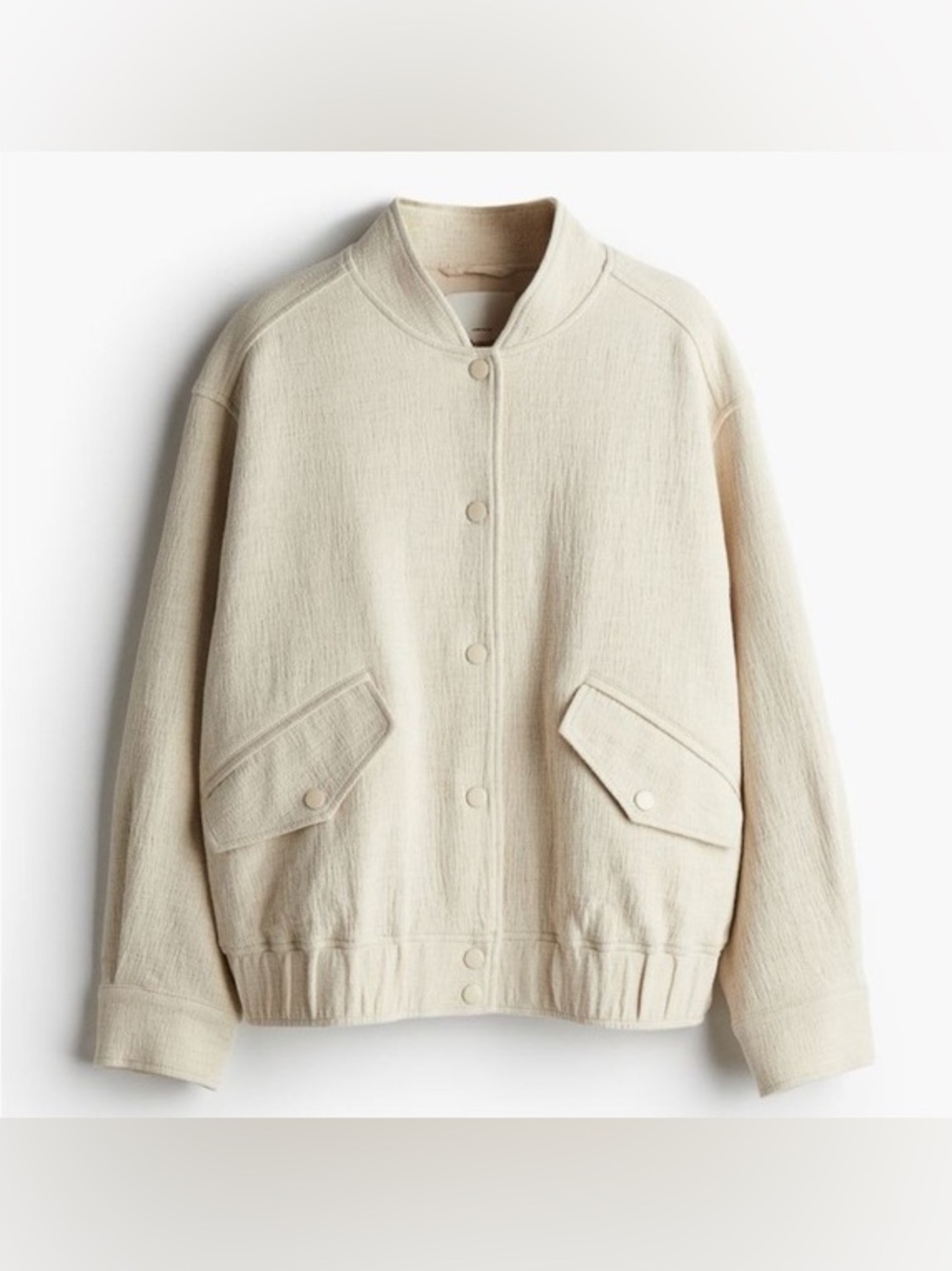 H&M Cream Linen-Blend Textured Jacket